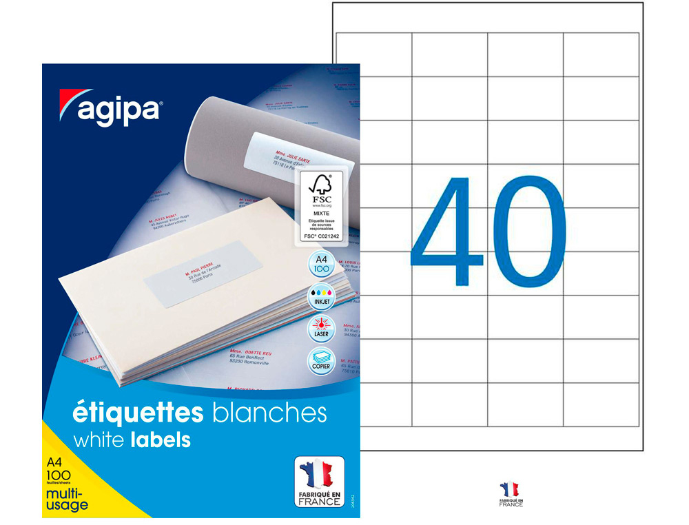 TIQUETTE ADHSIVE APLI AGIPA MULTI-USAGE 48.5X25.4MM TOUTE IMPRIMANTE BOTE 4000 UNITS