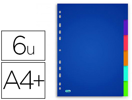 INTERCALAIRE OXFORD POLYPROPYLÈNE COLOR LIFE 6 POSITIONS A4+ 212X310MM RÉUTILISABLE PERFORATION INDÉCHIRABLE TRANSLUCIDE