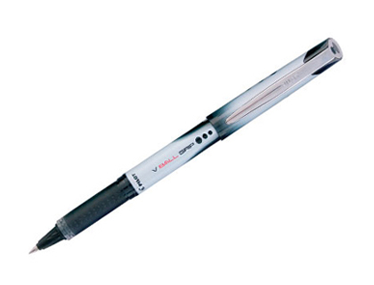 ROLLER PILOT VBALL GRIP ÉCRITURE MOYENNE 0.7MM POINTE ACIER INOXYDABLE NIVEAU ENCRE LIQUIDE VISIBLE GRIP CAOUTCHOUC NOIR