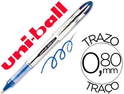 ROLLER UNIBALL UB-200 VISION ÉLITE ÉCRITURE MOYENNE 0.5MM CORPS LUXE GRIS ENCRE LIQUIDE VISIBLE RECHARGEABLE BLEU