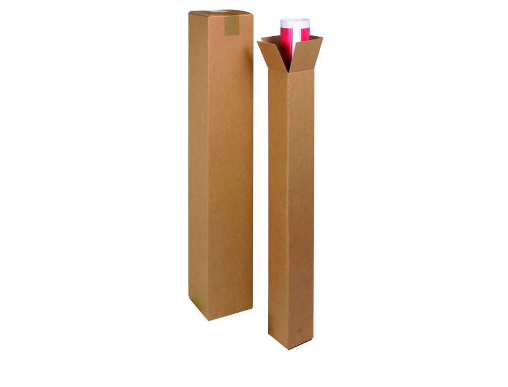 TUBE D EXPEDITION CARRE CARTONKRAFT RECYCLE SIMPLE CANNELUREPROTECTION RENFORCEE AUX      EXTREMITES 10X10X120CM