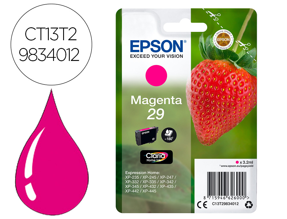 CARTOUCHE ENCRE  EPSON SINGLEPACK 29 CLARIA HOME INK FRESA RF+AM MAGENTA