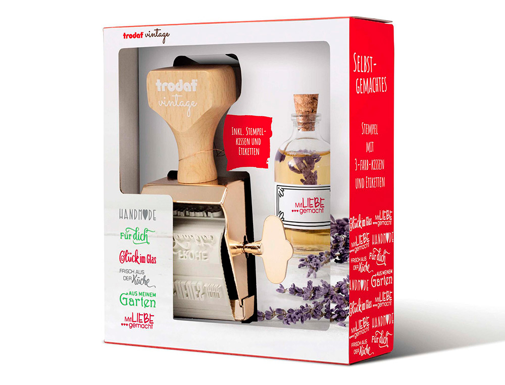 KIT TAMPON TRODAT VINTAGE FAIT MAISON 1 TAMPON+1        ENCREUR+ ETIQUETTES