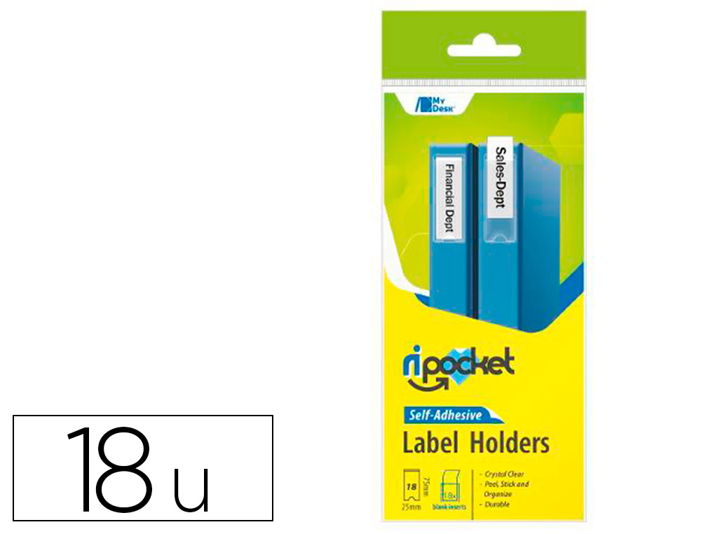 PAQUET 18 PORTE-ETIQUETTE ADHESIVE  25X75MM PVC REACH
