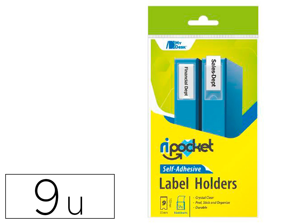 PAQUET 9 PORTE-ETIQUETTE RIPLAST ADHESIVE 55X102MM PVC REACH