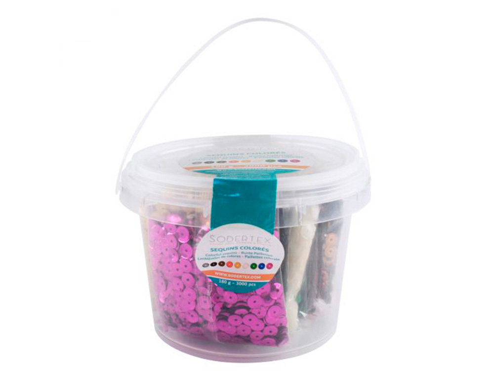 SEQUINS SODERTEX COLORE 180 GR - 6 MM - 9 X 20 GR - 3000  PCS - 9 COLORIS
