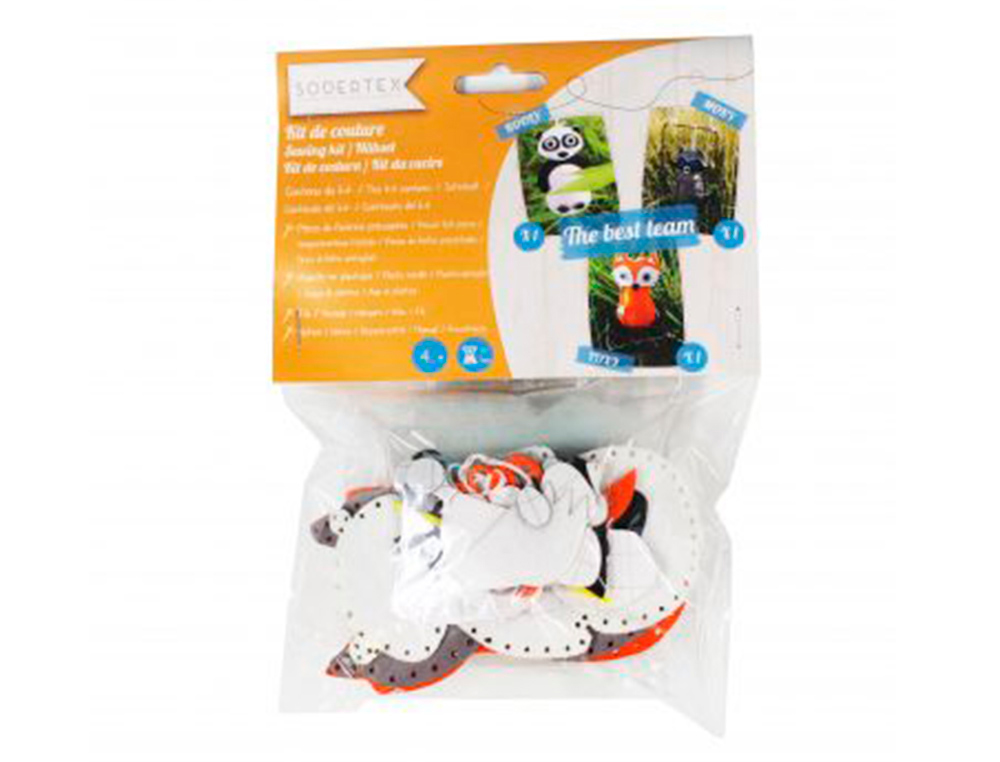 KIT FEUTRINE SODERTEX DIY 3 AMIS: BOOLY, FOXY & MOKY A    FABRIQUER SACHET INDIVIDUELLE 2MM COLORIS ASSORTIS