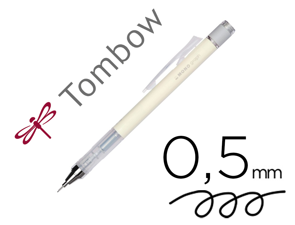PORTE-MINES TOMBOW MONOGRAPH 0,5MM RECHARGEABLE GOMME      TELESCOPIQUE INTERCHANGEABLE  COLORIS CORPS JAUNE CREME