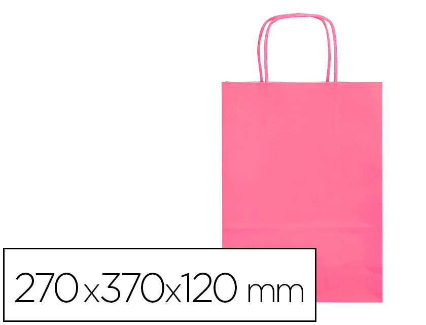 SAC PAPIER Q-CONNECT CELLULOSE M ANSE TORSADEE     270X370X12MM COLORIS ROSE