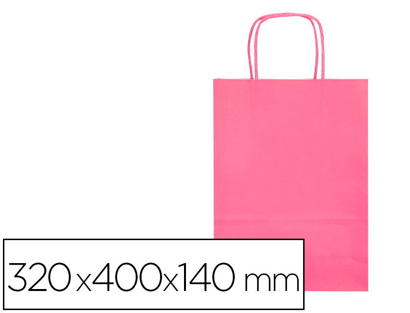 SAC PAPIER Q-CONNECT CELLULOSE L ANSE TORSADEE     320X400X14MM COLORIS ROSE