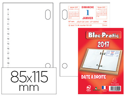 BLOC ÉPHÉMÉRIDE EXACOMPTA SUR SOCLE ANNUEL 2024 1 JOUR/PAGE DROITE 85X115MM
