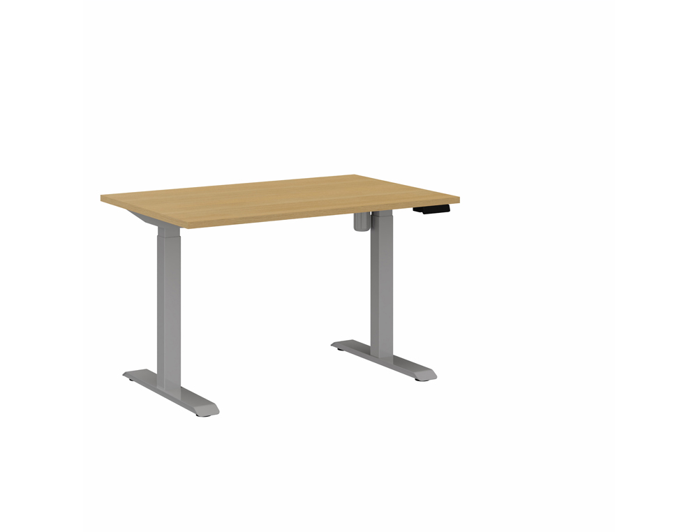 BUREAU DROIT EOL LUTZ 2 REGLABLE HAUTEUR L1200X800MM  PLATEAU CHENE CLAIR PIETEMENT GRIS ALUMINIUM