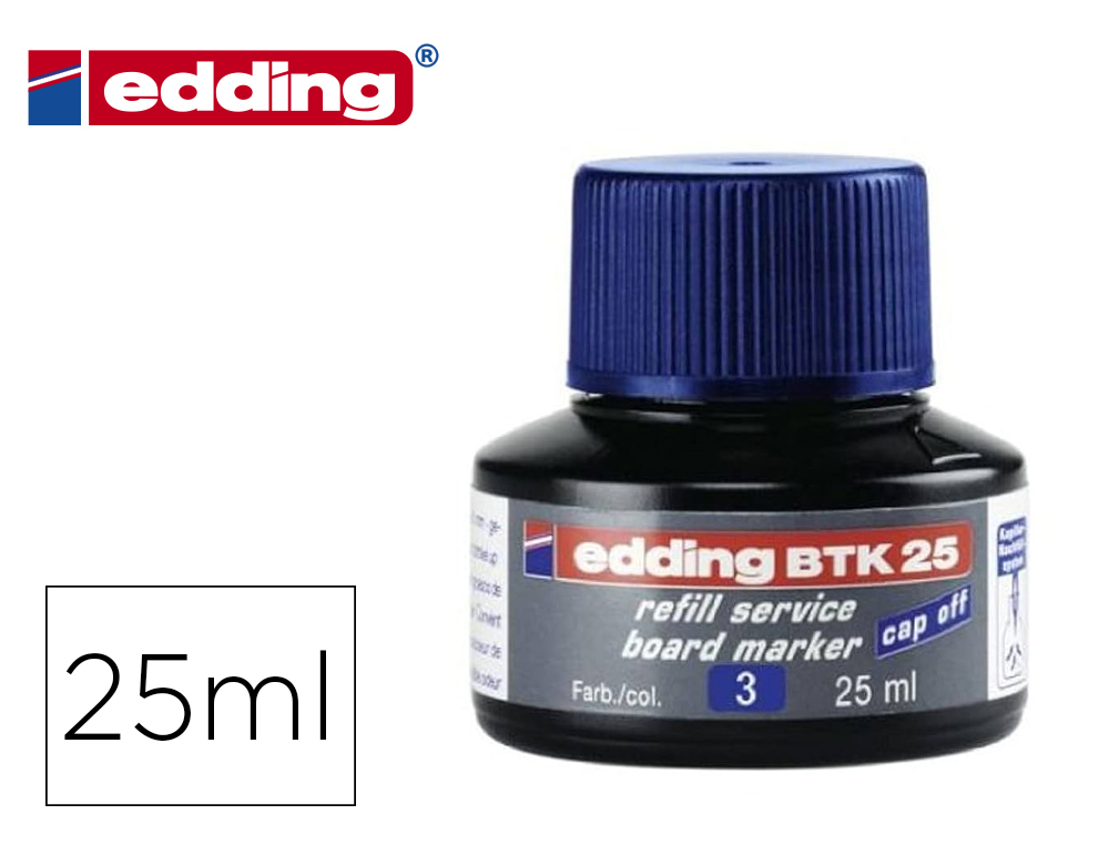RECHARGE ENCRE EDDING BTK 25 MARQUEUR POUR TABLEAU BLANC   FLACON 25ML COLORIS BLEU