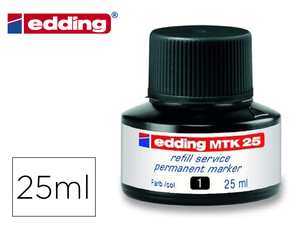 RECHARGE ENCRE EDDING MTK 25 MARQUEUR PERMANENT FLACON     25ML COLORIS NOIR