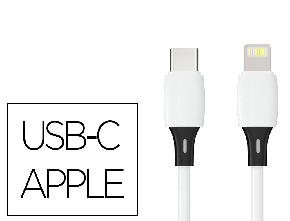 CABLE Q-CONNECT USB-C VERS TYPE L APPLE PVC LONGUEUR 2M  COLORIS BLANC