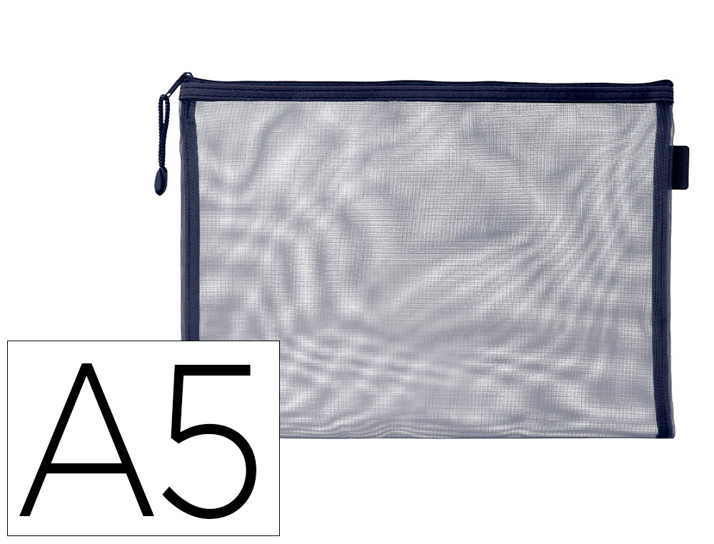 POCHETTE ZIP LIDERPAPEL A5 MULTIUSAGE FERMETURE ECLAIR   POLYESTER TRANSPIRABLE        COLORIS BLEU MARINE