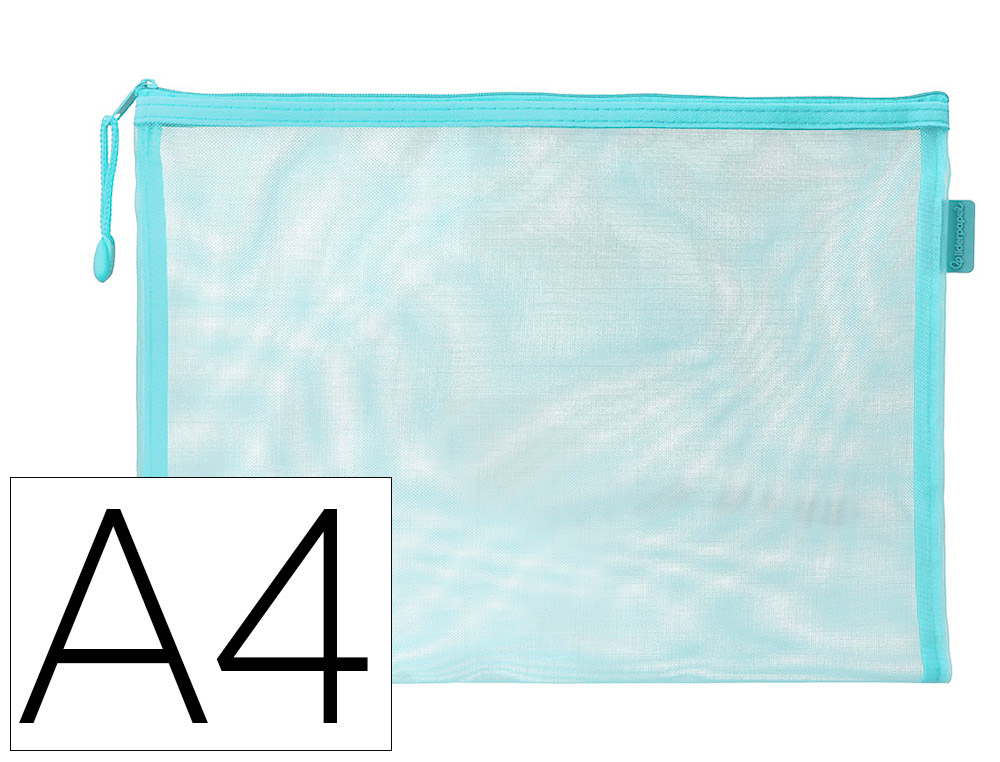 POCHETTE ZIP LIDERPAPEL A4 MULTIUSAGE FERMETURE ECLAIR   POLYESTER TRANSPIRABLE        COLORIS BLEU CIEL