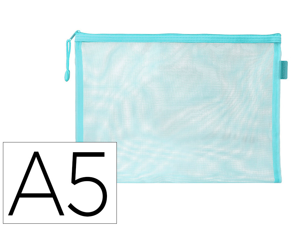 POCHETTE ZIP LIDERPAPEL A5 MULTIUSAGE FERMETURE ECLAIR   POLYESTER TRANSPIRABLE        COLORIS BLEU CIEL