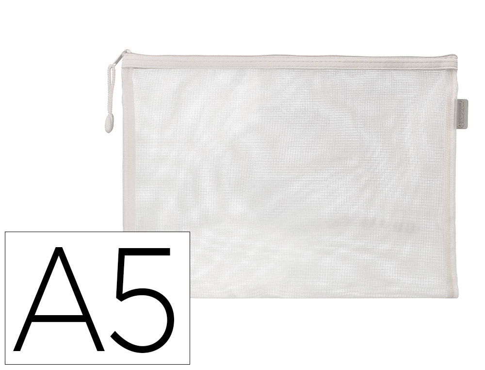 POCHETTE ZIP LIDERPAPEL A5 MULTIUSAGE FERMETURE ECLAIR   POLYESTER TRANSPIRABLE        COLORIS BLANC
