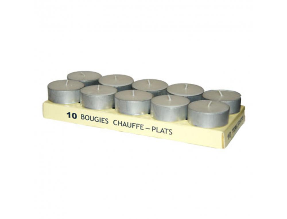 LOT DE BOUGIES CHAUFFE-PLAT CULTURE CLUB AVEC SOCLE METAL 10 UNITES