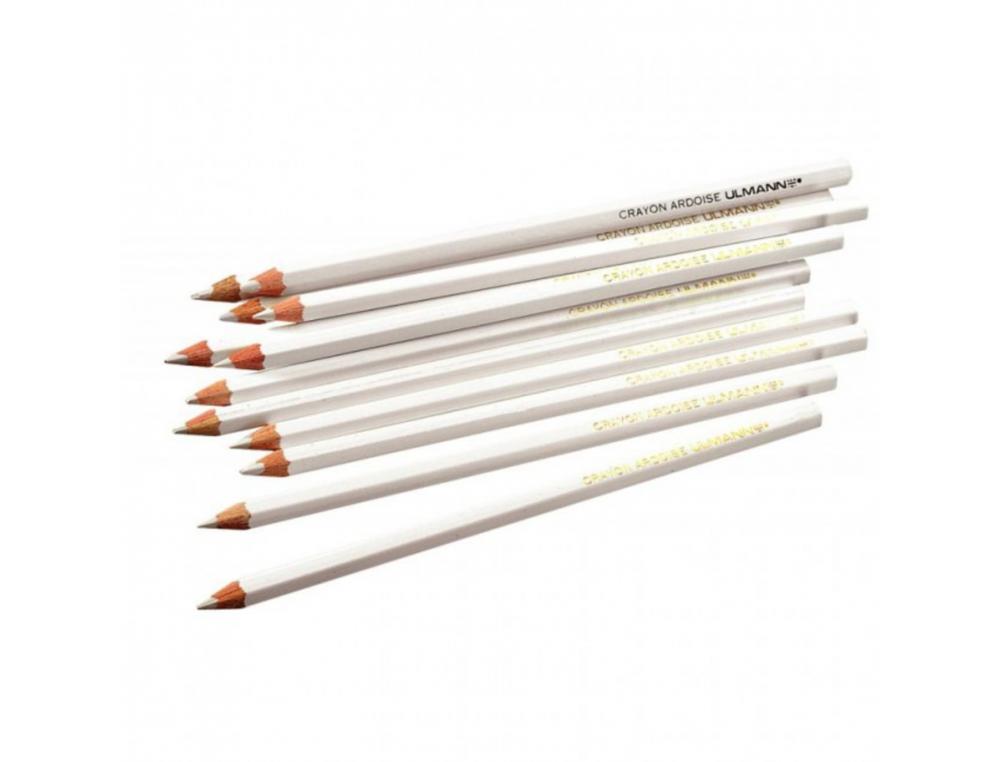 LOT CRAYONS BLANCS ULMANN POUR ARDOISES NOIRES ET       PIERRE 12 UNITES DONT 2       GRATUITS