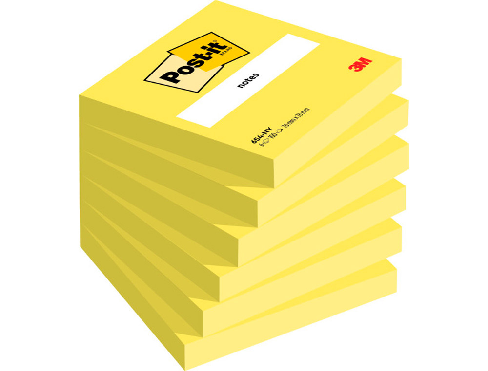 BLOC-NOTES POST-IT COULEURS NÉON 76X76MM 100F REPOSITIONNABLES COLORIS JAUNE FLUO