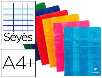 CAHIER PIQUÉ CLAIREFONTAINE PAPIER VÉLIN VELOUTÉ COUVERTURE PELLICULÉE A4+ 24X32CM 96 PAGES 90G SÉYÈS