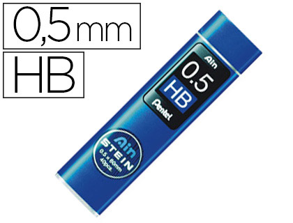 MINE PENTEL 0.5MM HB HAUTE DENSITÉ RÉSISTANTE ÉTUI AVEC BEC VERSEUR 40 UNITÉS