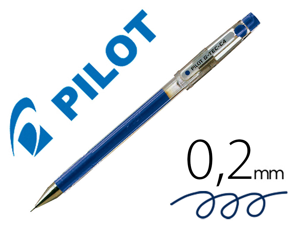 STYLO-BILLE PILOT G-TEC-C4 POINTE HI-TEC ÉCRITURE EXTRA FINE 0.2MM ENCRE GEL CORPS TRANSLUCIDE BLEU