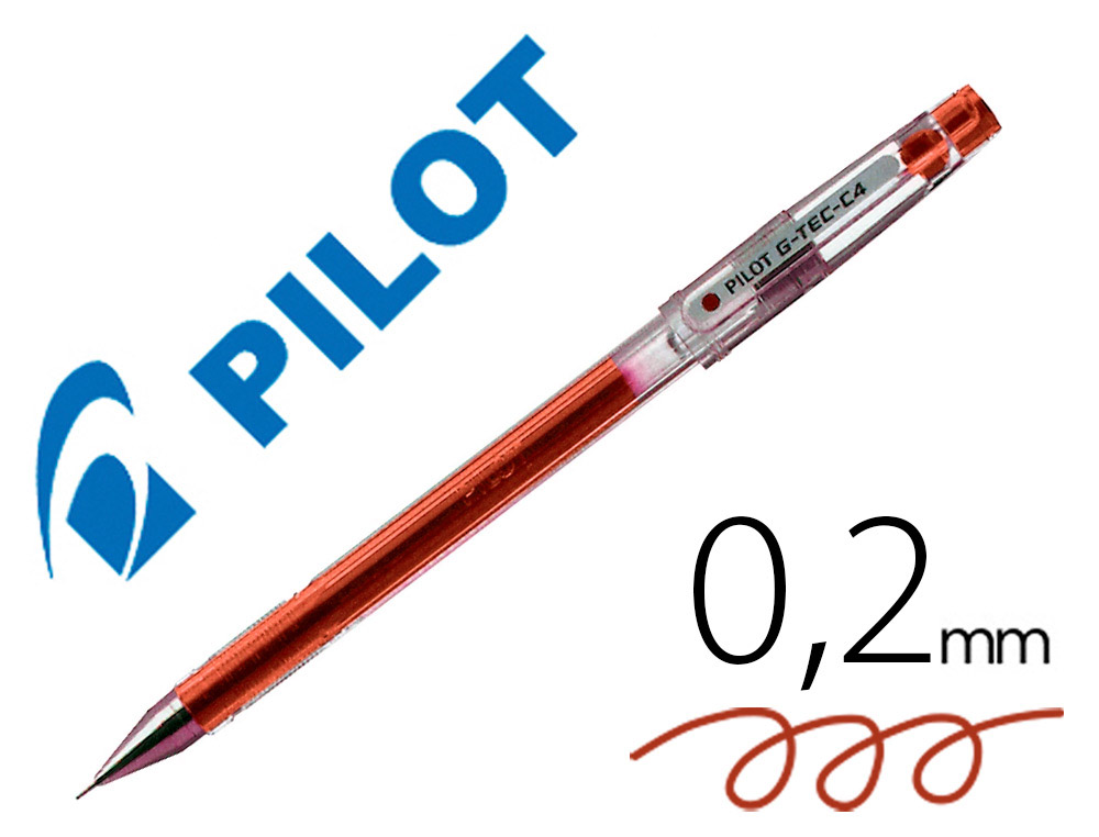 STYLO-BILLE PILOT G-TEC-C4 POINTE HI-TEC ÉCRITURE EXTRA FINE 0.2MM ENCRE GEL CORPS TRANSLUCIDE ROUGE