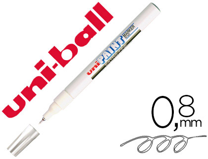MARQUEUR UNIBALL PAINT MARKER PERMANENT POINTE EXTRA-FINE ENCRE BASE HUILE TOUS SUPPORTS RÉSISTE 800 DEGRÉS BLANC