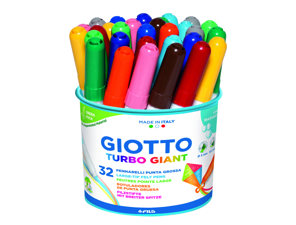 FEUTRE COLORIAGE GIOTTO TURBO GIANT CAPUCHON VENTIL POINTE OGIVE 7.5MM SUPER RSISTANTE POT 32 UNITS