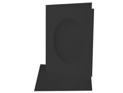 CARTE PASSE PARTOUT FOLIA FENÊTRE OVAL 220G 11X18CM PHOTO 9X13CM/10X15CM CONTIENT ENVELOPPES COLORIS NOIR LOT 3U