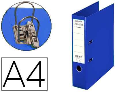 CLASSEUR LEVIER ESSELTE CHROMOS PLUS A4 POLYPROPYLÈNE GRIFFES BLOCAGE DOS 80MM GRAND PORTE-ÉTIQUETTE COLORIS BLEU FONCÉ