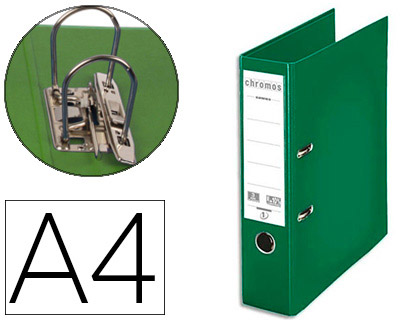 CLASSEUR LEVIER ESSELTE CHROMOS PLUS A4 POLYPROPYLÈNE GRIFFES BLOCAGE DOS 80MM GRAND PORTE-ÉTIQUETTE COLORIS VERT