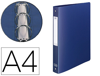 CLASSEUR OXFORD MEMPHIS 4 ANNEAUX RONDS 30MM POLYPROPYLÈNE 10/10E DOS 40MM ÉTIQUETTE DOS COLORIS BLEU