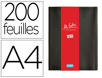 PROTÈGE-DOCUMENTS ELBA LE LUTIN CLASSIQUE PVC SOUPLE ANTI-TRANSFERT ENCRE 100 POCHETTES 120 VUES COLORIS NOIR