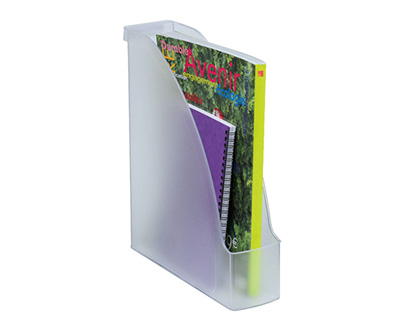 PORTE-REVUES LEITZ PLUS POLYSTYRÈNE A4 24X32CM 2 POSITIONS VERTICALE OU HORIZONTALE 278X78X300MM COLORIS TRANSPARENT