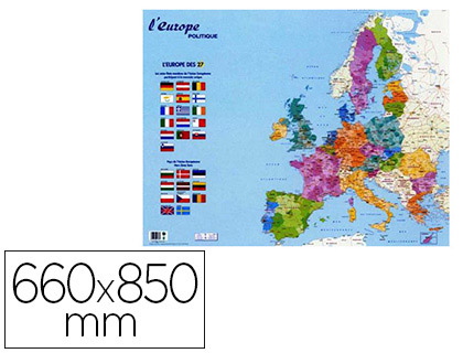 CARTE EUROPE BOUCHUT PELLICULEE EFFAÇABLE 4 OEILLETS SUSPENSION POIDS 250G FORMAT 66X84.5CM TUBE