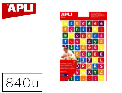 GOMMETTE APLI AGIPA REPOSITIONNABLE CARRE ALPHABET COLORIS ASSORTIS POCHETTE 12F 840 UNITS