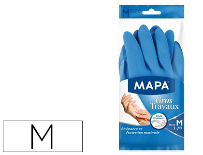 GANT MAPA GROS TRAVAUX LATEX NATUREL PROTECTION PRODUITS MÉNAGERS AGRESSIFS EXTÉRIEUR RENFORCÉ TAILLE M LOT 2 GANTS
