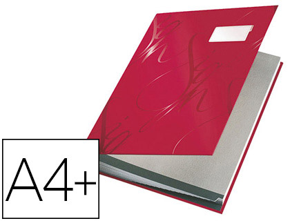 PARAPHEUR LEITZ DESIGN 18 ONGLETS RIGIDES OEILLETS INTERCALAIRES PORTE-ÉTIQUETTE 340X25X240MM COLORIS ROUGE