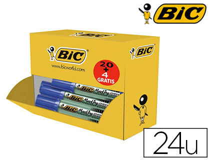 MARQUEUR BIC PERMANENT VALUE ONYX CORPS MÉTAL ENCRE SOLVANT AROMATIQUE TOUS SUPPORTS MÉTAL PLASTIQUE VERRE BLEU 24U