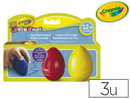 CRAYON CIRE CRAYOLA FORME OEUF MAXI COLORIS ASSORTIS NOIR BLEU ROUGE ÉTUI 3 UNITÉS