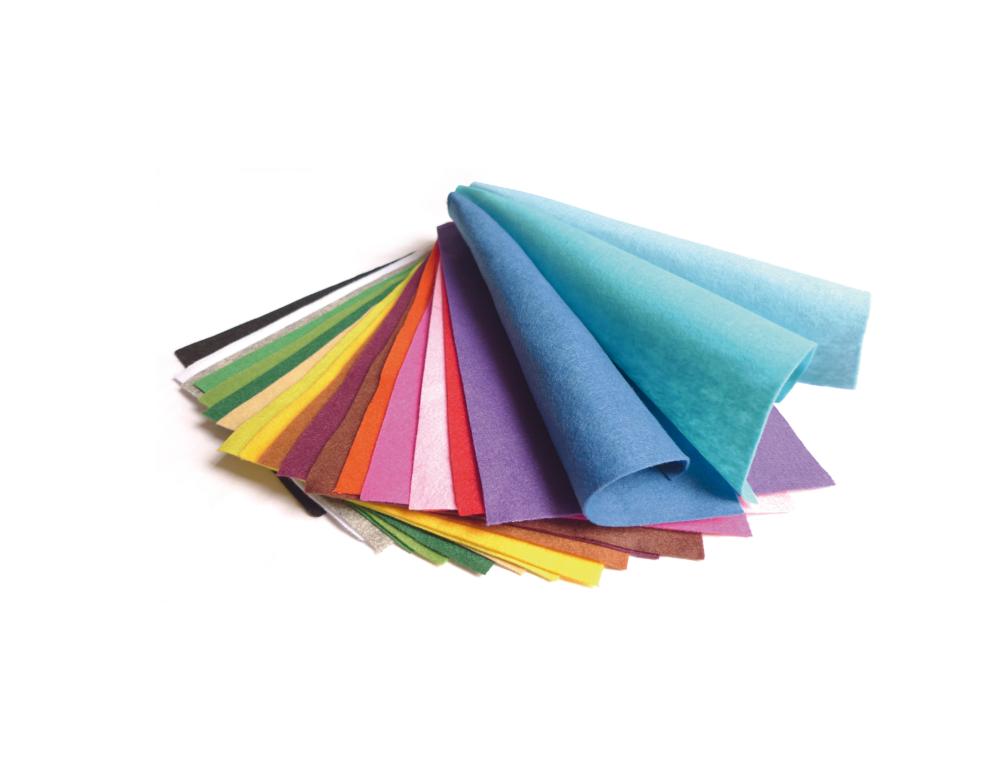FEUTRINE  DCOUPER 20X30CM 160G /M2 COLORIS ASSORTIS LOT DE22 COUPONS