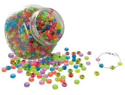 PERLE PLASTIQUE LETTRES TRANSPARENTES BOCAL 1200 UNITÉS