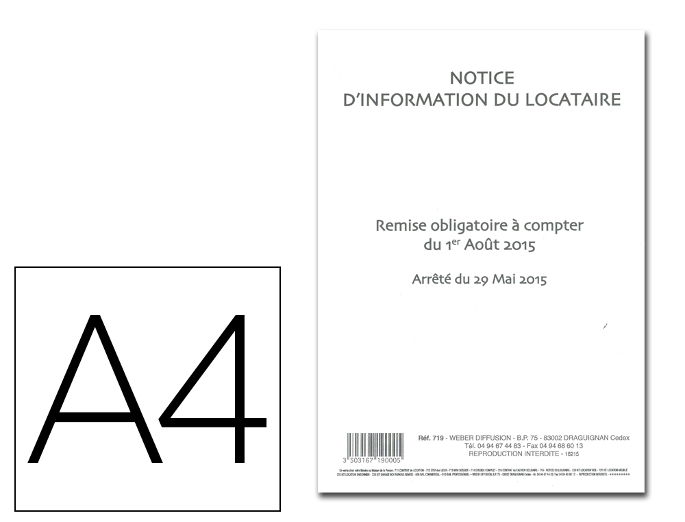 NOTICE WEBER DIFFUSION A4 21X29,7CM 8F ÉDITIONS INFORMATION LOCATAIRE COLORIS BLANC