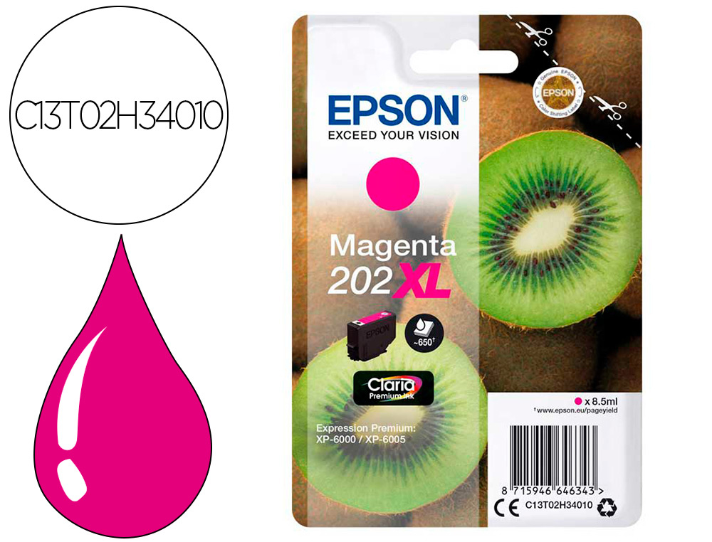CARTOUCHE EPSON JET D'ENCRE 202 COULEUR MAGENTA 650P