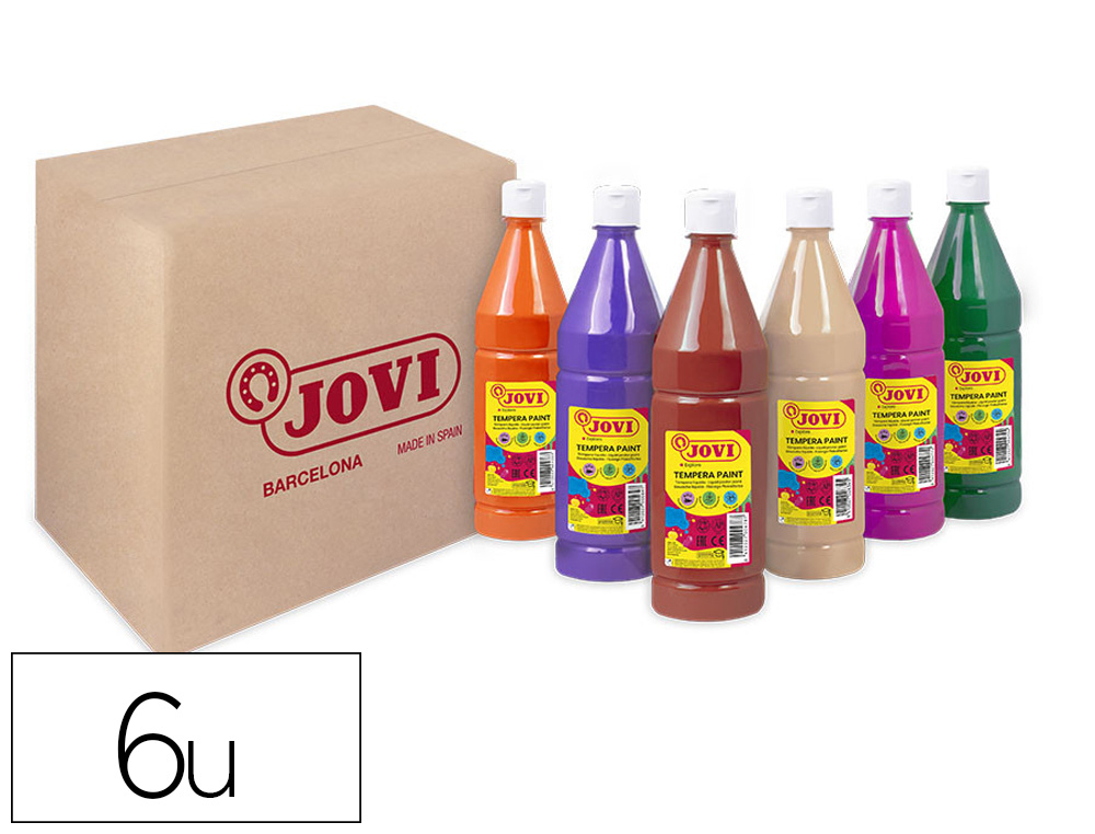 GOUACHE LIQUIDE JOVI SET B 1000ML COULEURS SECONDAIRES   ASSORTIS BOITE 6 BOUTEILLES