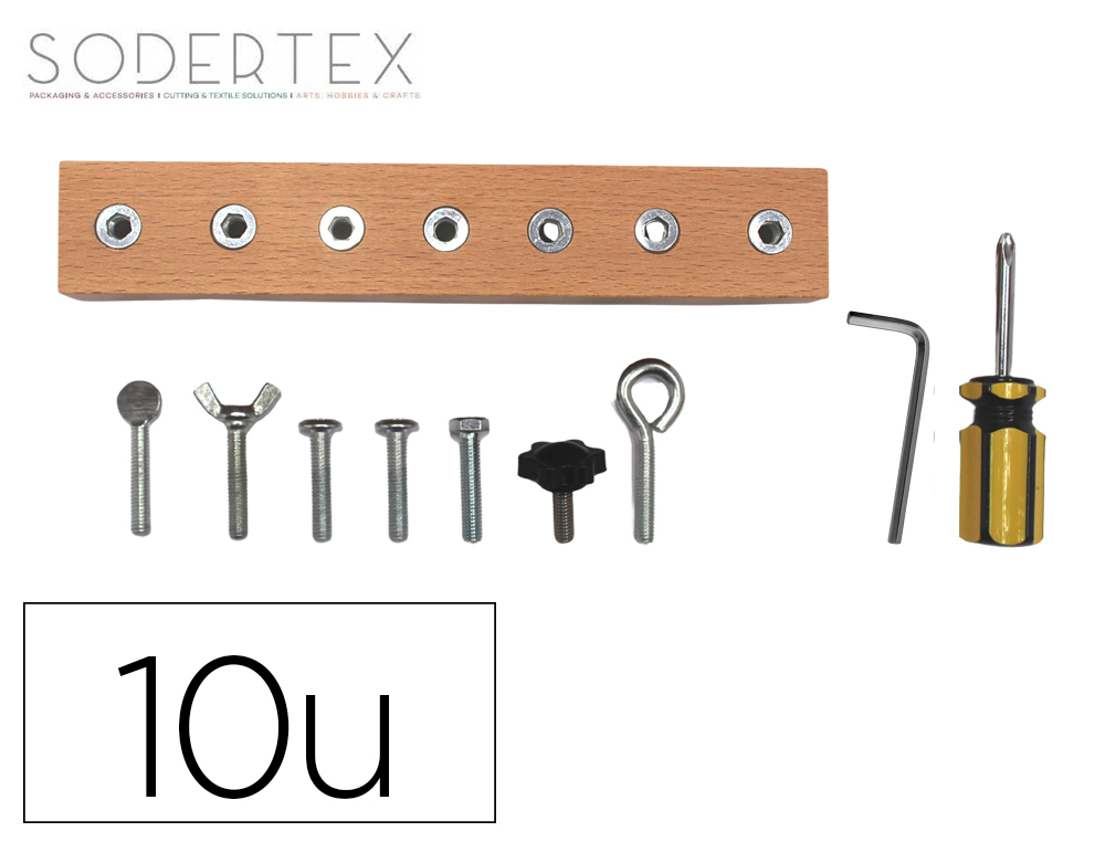 JEU MON PREMIER BRICOLAGE SODERTEX BOIS PLAQUE 14X78X1CM BANDES 13,5X2,5CM/7,5X2,5CM COLORIS NATUREL PACK 10 PIECES